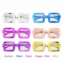 Mey İthalat® Kare Şekilli Parti Gözlüğü 12'li Set – 6 Renk ( Camsız )