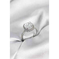 Mey İthalat® Kare Tek Taş Model Zirkon Taşlı Gümüş Renk Kadın Yüzük