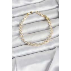 Mey İthalat® Kare Zirkon Taşlı Gold Renk Pirinç Su Yolu Kadın Bileklik