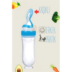 Mey İthalat® Kaşıklı Mama Silikon Biberon ERKEK Bebek Besleyici 719715