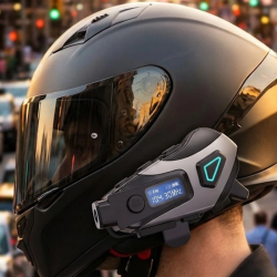 Mey İthalat® Kask İçi Kablosuz Kulaklık Kamera Fonksiyonlu IPX8 Su Geçirmez ve LED Ekranlı