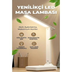 Mey İthalat® Katlanabilir Dokunmatik Kontrollü Göz Dostu Akıllı LED Masa ası – Enerji Tasarruflu