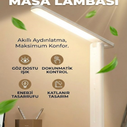 Mey İthalat® Katlanabilir Dokunmatik Kontrollü Göz Dostu Akıllı LED Masa ası – Enerji Tasarruflu