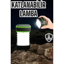 Mey İthalat® Katlanabilir Kamp Lambası Solar Fener Görünümlü 3 Kademeli Şarjlı