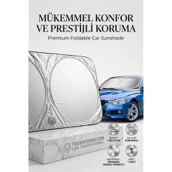 Mey İthalat® Katlanabilir Oto Güneşliği 150x70cm Ön Cam Tam Koruma Metalize Pratik Güneşlik 422255