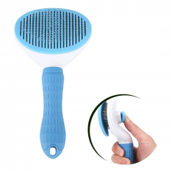 Mey İthalat®  Kedi Köpek Tüy Toplayıcı Kendini Temizleyebilen Ergonomik Saplı Evcil Hayvan Tarağı Mavi