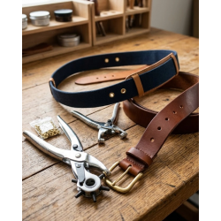 Mey İthalat® Kemer Delik Açma Aparatı 2li Set Deri Çanta Kayış Delme Aleti