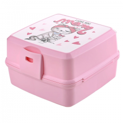 Mey İthalat®  Kendiliğinden Kaşık Çatallı Beslenme Kutusu 4 Bölmeli Çocuk Beslenme Kabı Saklama Kutusu