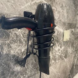 Mey İthalat®  Kendiliğinden Yapışkanlı Siyah Paslanmaz Metal Fön Makinesi Askısı Saç Kurutma Makinesi Tutacağı