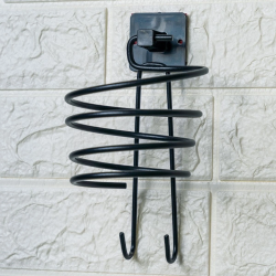 Mey İthalat®  Kendiliğinden Yapışkanlı Siyah Paslanmaz Metal Fön Makinesi Askısı Saç Kurutma Makinesi Tutacağı