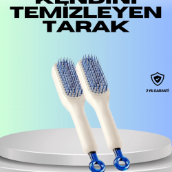 Mey İthalat® Kendini Temizleyen Ergonomik Saç Tarağı – ABS Gövde, Silikon Diş