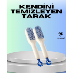 Mey İthalat® Kendini Temizleyen Ergonomik Saç Tarağı – ABS Gövde, Silikon Diş