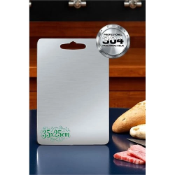 Mey İthalat® Kesim Tahtası - Profesyonel 304 Paslanmaz Çelik Doğrama Tahtası 35x25 CM 721819