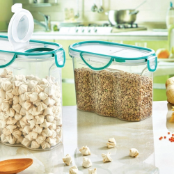 Mey İthalat®  Kilitli Kapaklı Contalı Hava,Su Sıvı Geçirmez 1,2 Litre Erzak Saklama Kabı-SA580