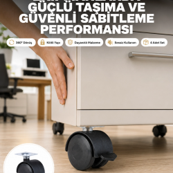 Mey İthalat® Kilitli Mobilya Tekerleği 6 cm 4’lü Kolay Kurulum
