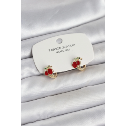 Mey İthalat® Kiraz Model Gold Renk Pirinç Çocuk Küpe