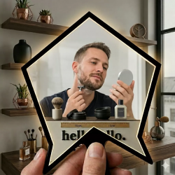 Mey İthalat® Kırılmaz Pleksi El Aynası 10x10cm - Çanta Boyu Geometrik Tasarım - Kadın & Erkek Bakım Aynası