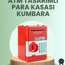 Mey İthalat® Kırmızı ATM Kasa Tipi Para Biriktirme Kumbarası