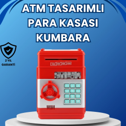 Mey İthalat® Kırmızı ATM Tasarımlı Şifreli Para Kasası Kumbara