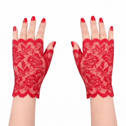Mey İthalat® Kırmızı Dantel Parmaksız Kısa Eldiven