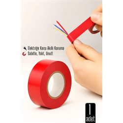 Mey İthalat® KIRMIZI Elektrik  Bandı – Yüksek Yalıtım Gücü, Kablo Sabitleme ve Elektrik Koruma İçin 722220