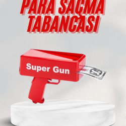 Mey İthalat® Kırmızı Parti Oyuncağı Para Saçma Fırlatma Tabancası Makinesi Super Money