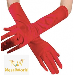 Mey İthalat® Kırmızı Renk Dirseğe Kadar Uzun Kumaş Eldiven 40 cm