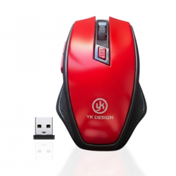 Mey İthalat®  Kırmızı Renkli Baş Parmak Destekli Ergonomik Sessiz Kablosuz Mouse – USB Alıcılı, Ofis ve Oyun İçin Konforlu Bilgisayar Faresi MS6300