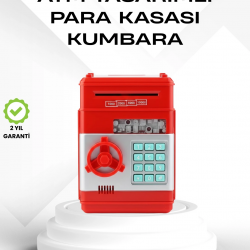 Mey İthalat® Kırmızı Şifreli ATM Kasa Para Yutan Kumbara