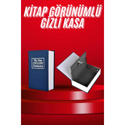 Mey İthalat® Kitap Görünümlü Gizli Kasa Büyük Boy Anahtarlı Kilitli Para Kasası