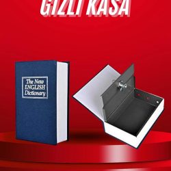 Mey İthalat® Kitap Görünümlü Gizli Kasa Büyük Boy Anahtarlı Kilitli Para Kasası