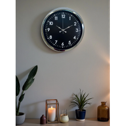 Mey İthalat® Klasik 40 Cm Krom Şık Metal Duvar Saati