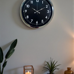 Mey İthalat® Klasik 40 Cm Krom Şık Metal Duvar Saati