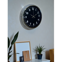 Mey İthalat® Klasik 40 Cm Krom Şık Metal Duvar Saati