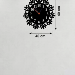 Mey İthalat® Klasik Floral Desenli Ahşap Duvar Saati - 40x40 cm Vintage Tasarım