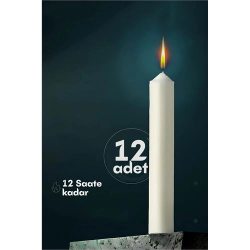 Mey İthalat® Klasik Mum 12 Adet - Kokusuz Mum 721864