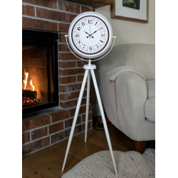 Mey İthalat® Klasik Rakamlı Beyaz Tripod Ayaklı Saat