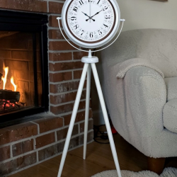 Mey İthalat® Klasik Rakamlı Beyaz Tripod Ayaklı Saat