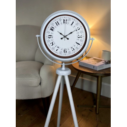 Mey İthalat® Klasik Rakamlı Beyaz Tripod Ayaklı Saat