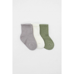 Mey İthalat® Koala Boy 3'lü Penye Soket Çorap 10133 Gri