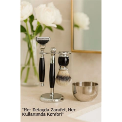 Mey İthalat® Koleksiyon Tıraş Seti – 304 Cerrahi Çelik & Kemik Saplı | Çift Cidarlı Tıraş Tası Icardi Collection 722192