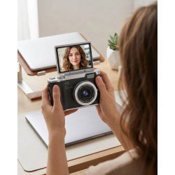 Mey İthalat® Kompakt 4K Dijital Kamera 48 MP Sensör 8X Zoom Flip Ekran Vlog ve Selfie Uyumlu