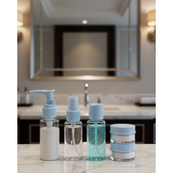 Mey İthalat® Kompakt 5’li Seyahat Banyo Şişe Takımı Çantalı