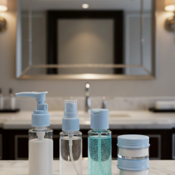 Mey İthalat® Kompakt 5’li Seyahat Banyo Şişe Takımı Çantalı