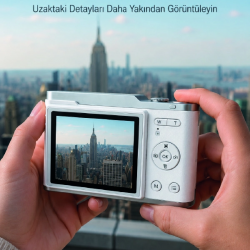 Mey İthalat® Kompakt Dijital Fotoğraf Makinesi Beyaz 18X Dijital Zoom Destekli