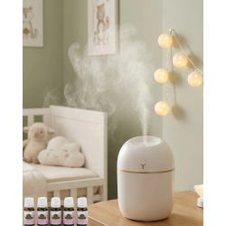 Mey İthalat® Kompakt Mini Hava Nemlendirici 5 Esans Hediyeli LED Işıklı USB Aromaterapi Cihazı