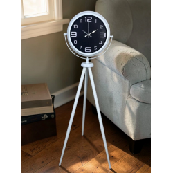 Mey İthalat® Kontrast Tasarım Beyaz Tripod Ayaklı Saat