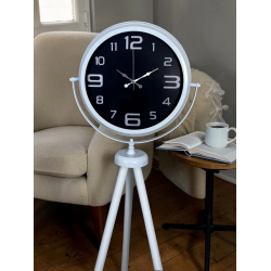 Mey İthalat® Kontrast Tasarım Beyaz Tripod Ayaklı Saat