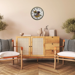 Mey İthalat® Krem Sunflower & Lavender 36 Cm Duvar Saati