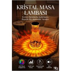 Mey İthalat® Kristal Masa ası Rgb Renk Değiştiren Gece ası 16 Renk Ve 4 Mod Dokunmatik Kontrol